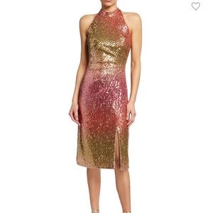 Brand New Dana Ombre Sequin Mock-Neck Sheath Dress